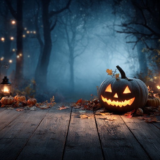 Classic Halloween Scene with Glowing Jack-o'-Lantern