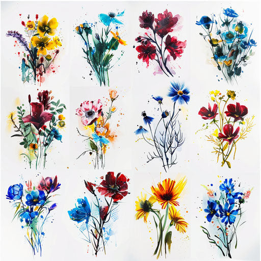 Selection of wildflower tattoos