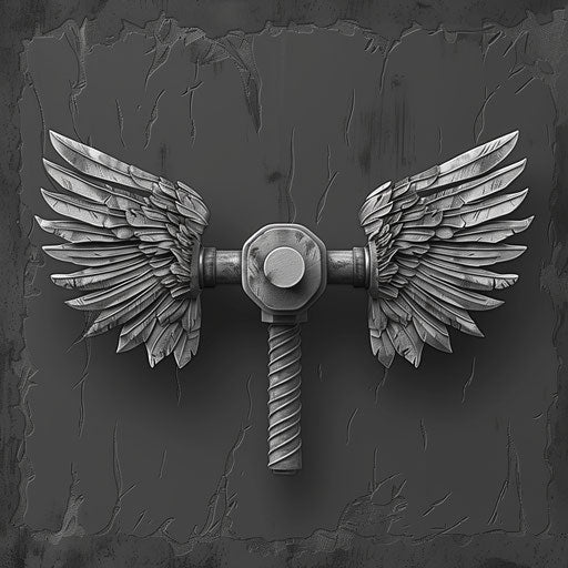 Dumbbell clipart with detailed wings and flat random background