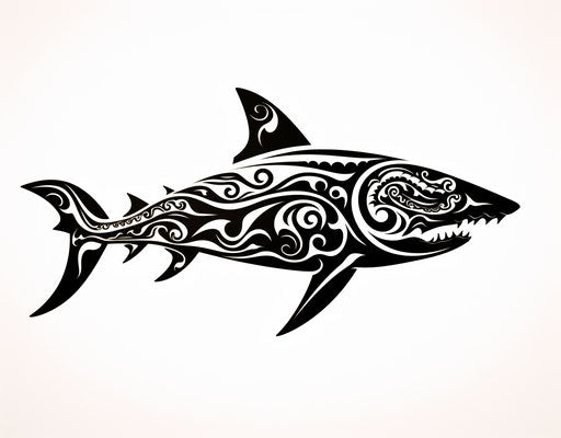 Tribal shark in ornamental abstraction