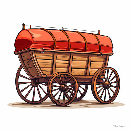 Minimalist wagon clipart on white background