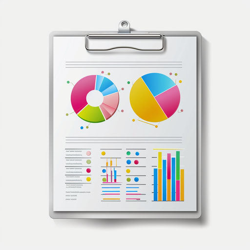 Report in photorealistic style with flat random background, glossy finish and sharp outlines