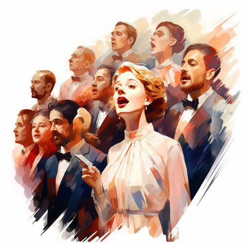 Choir in the style of Oil painting on white background