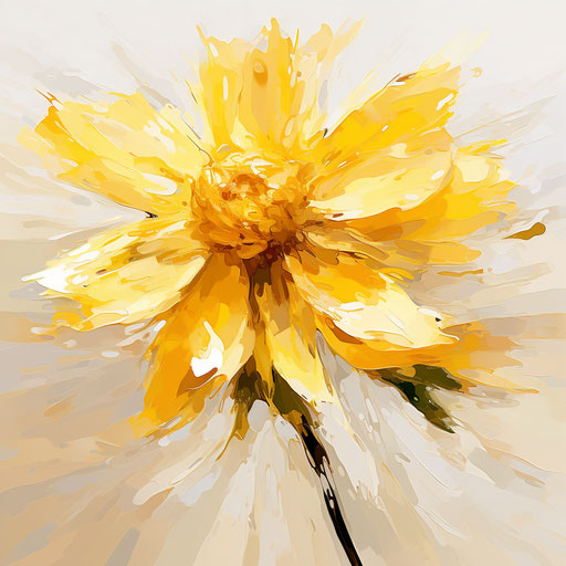 Yellow flower clipart in the style of Impressionistic Art, on a white background