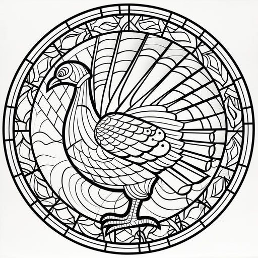 Thanksgiving turkey coloring pages, in the style of Jean Metzinger