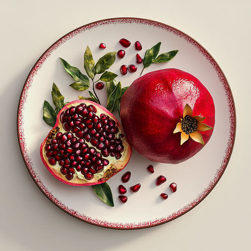 3D pomegranate on white background, photo realistic style