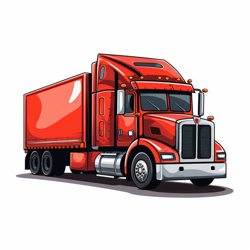 Minimalist style semi truck clipart on white background