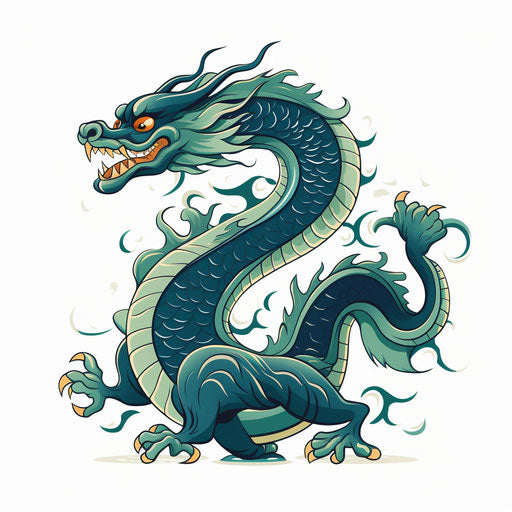 Chinese dragon in minimalist style, on white background