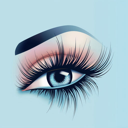 Realistic eyelash clip on bright blue background, soft texture