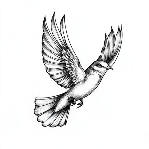 Stylized bird in flight tattoo on forearm