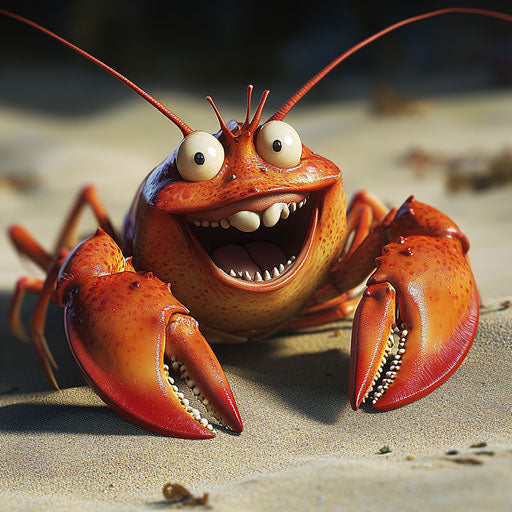 Humorous caricature of a lobster caricature with human characteristics