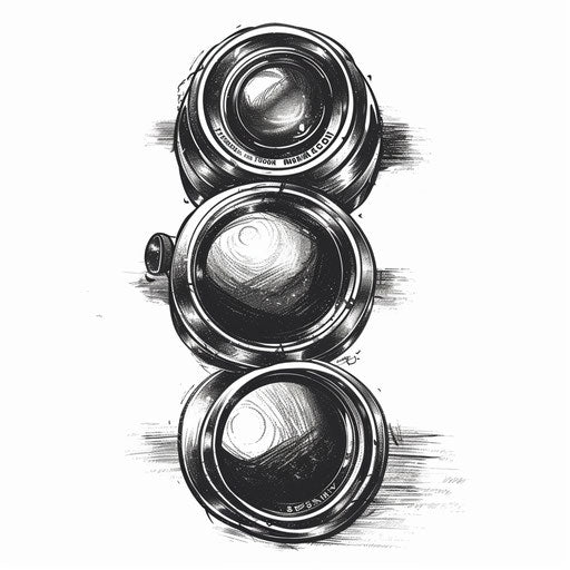 Nostalgic sketches of three dots, in monochromatic clipart style