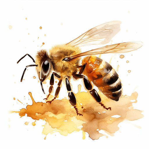 Impressionistic honey bee on white background