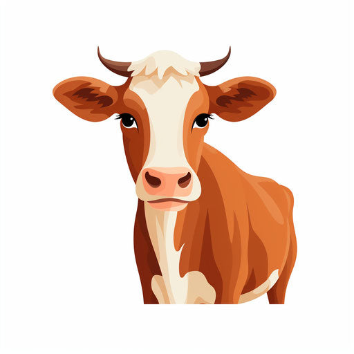 Minimalist cow illustration on white background