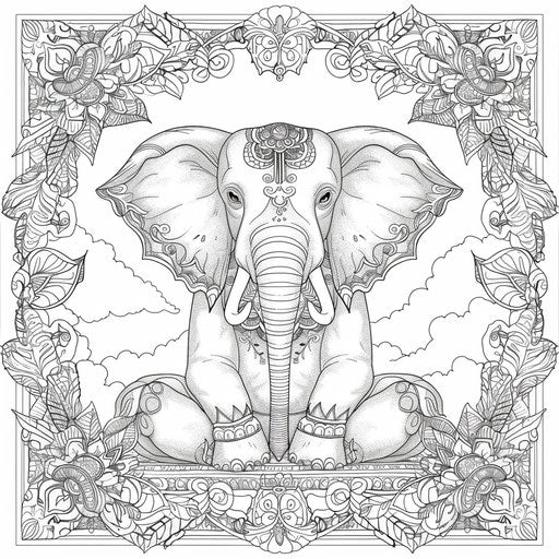 A zen elephant meditating with a serene expression