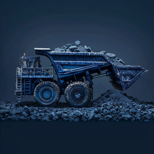 Realistic mining illustration on flat indigo background
