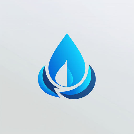Water logo in blue and white on a minimalist, fresh background