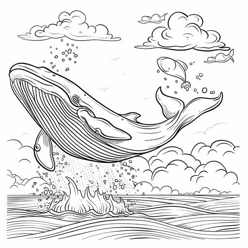 Cheerful whale spouting water in the ocean