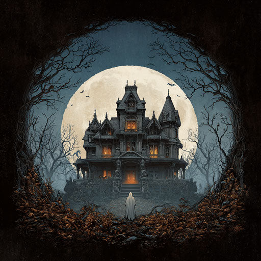 A Victorian Mansion in Moonlight