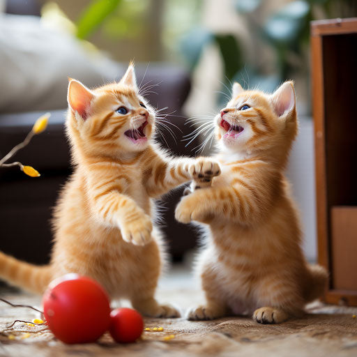 Orange cat kittens playing