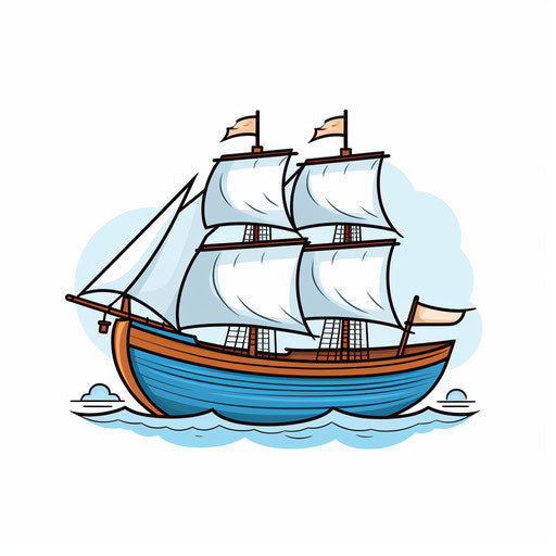 Minimalist ship illustration on white background