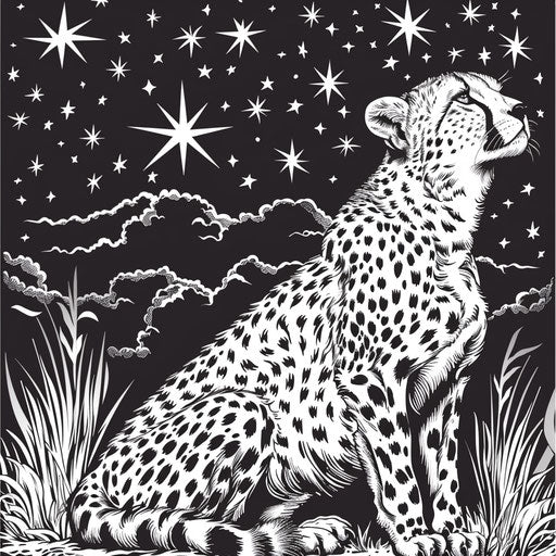 Cheetah under a starry sky