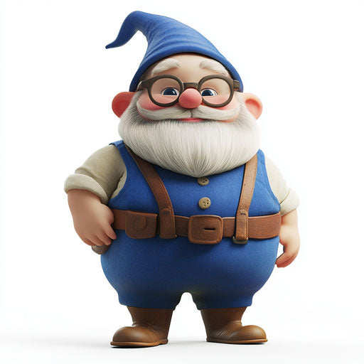 3D Garden Gnome on white background, realistic style