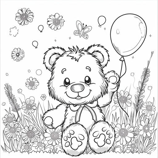 Adorable teddy bear with a balloon