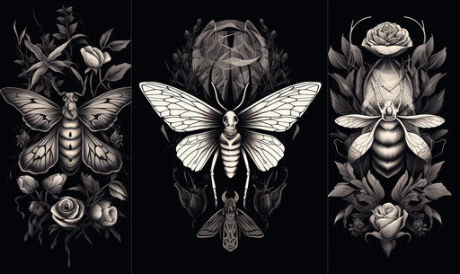 Butterfly tattoo design in high-contrast shading style