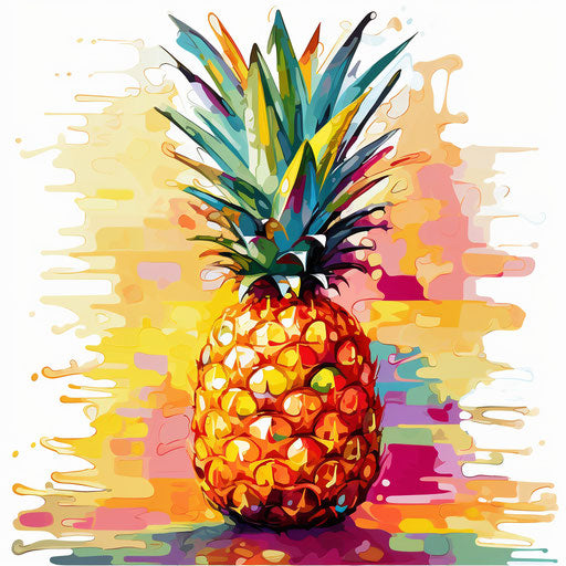 Pineapple clipart in the style of Impressionistic Art, on white background
