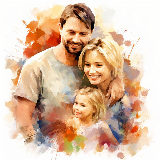 Parents clipart in the style of Impressionistic Art, on white background