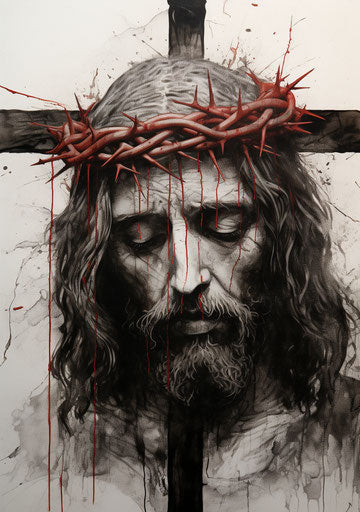 Jesus on a cross, hauntingly beautiful illustration