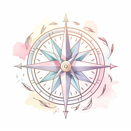 Pastel compass clipart on white background