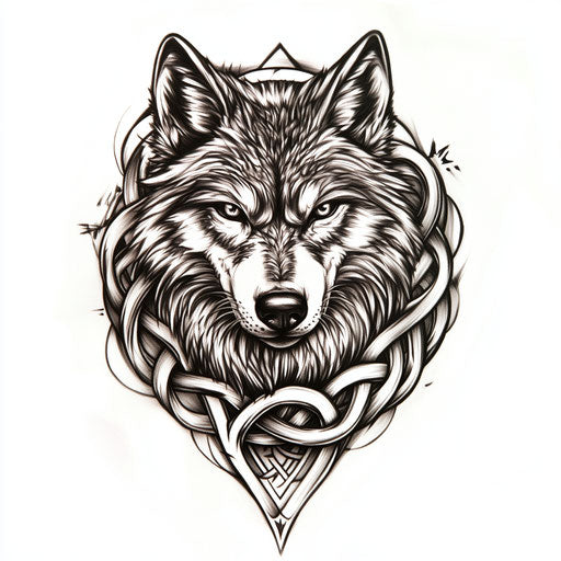 Men's wolf tattoos with Celtic knot