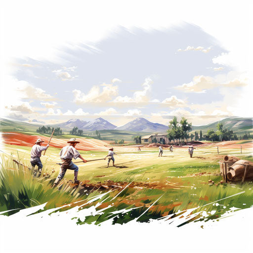 Field day artwork in oil painting style