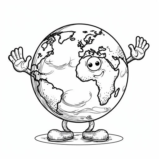 Cartoon Earth waving hello