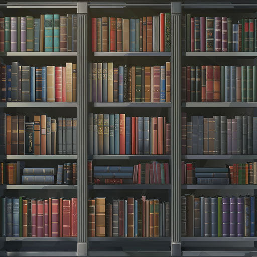 Realistic library clipart on flat metallic silver background