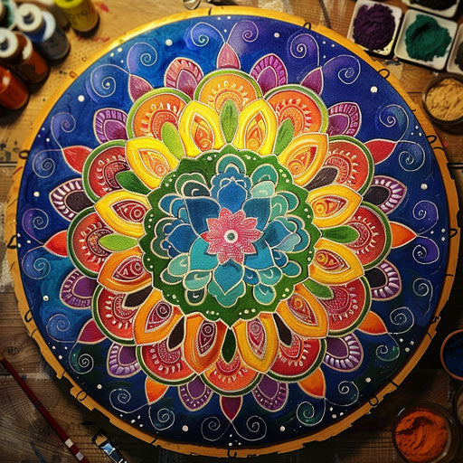 Vibrant flat tattoo colorful mandala circle