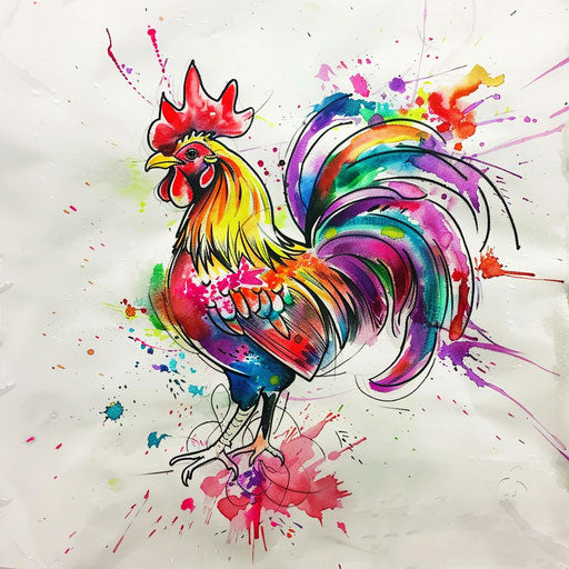 Rooster Body Art Tattoo Stencil Kit