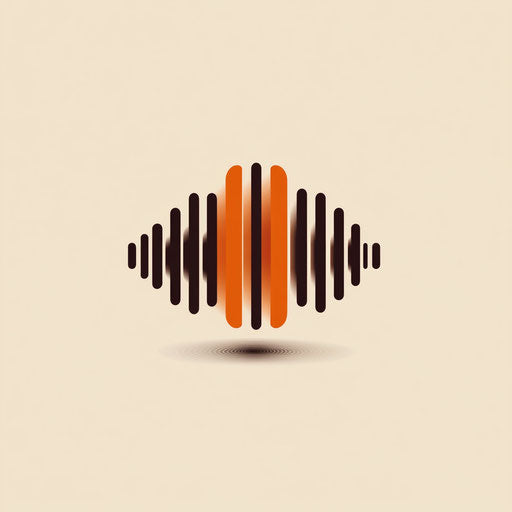 Sophisticated DJ logo design with layered sound equalizer icon and modern refined typography in warm orange and deep brown color palette, isolated on flat beige background.