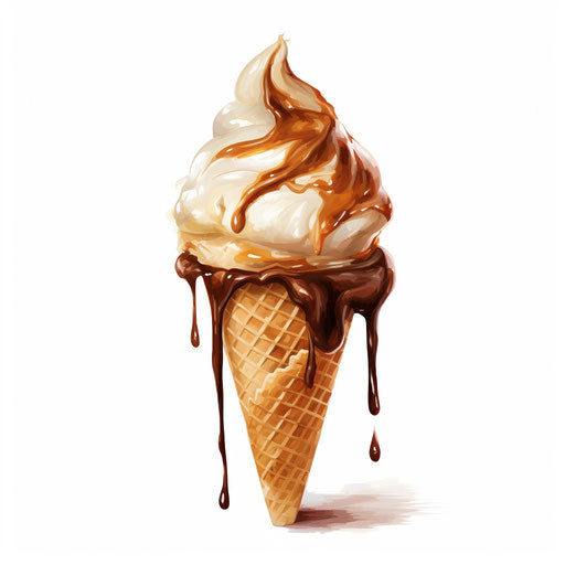 Cone clipart in the style of Oil painting, on a white background