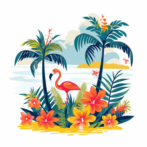Tropical clipart in Minimalist style, on white background