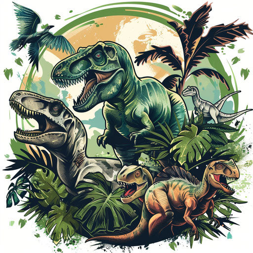 Dynamic dinosaur evolution in flat tattoo sketch