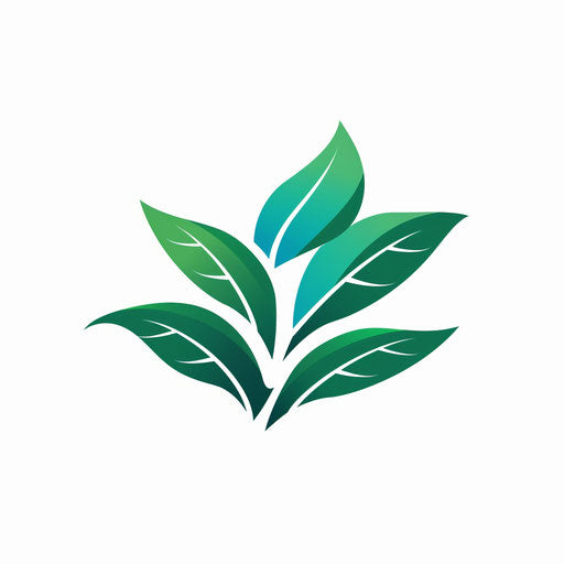 Brand logo with green leaf motifs and eco-friendly colors, on a clean white background