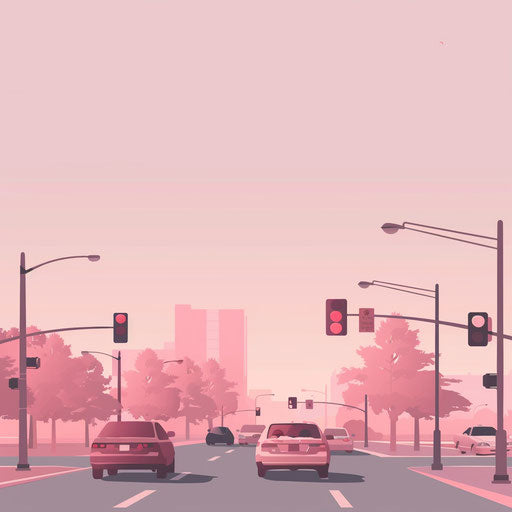 Realistic traffic chart on flat dusky rose background