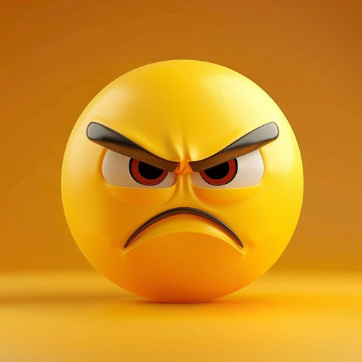 Yellow emoticon with angry expression