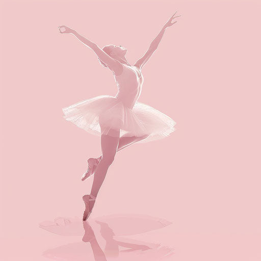 Dusky rose background with detailed realistic ballerina clipart