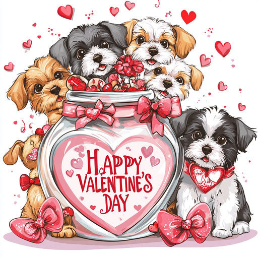Happy Valentine's Day with cute puppies