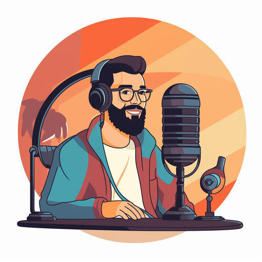 Minimalist podcast illustration on white background