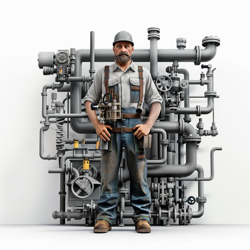 Realistic plumber illustration on flat white background